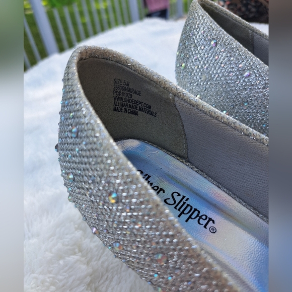 🌈Silver Slipper glitter heels size 5 M pumps Sparkle Shine rhinestone  platform - Picture 2 of 5